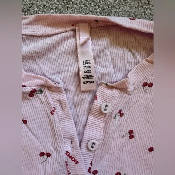 4X Skims Cherry Blossom Henley Style Button PJ Top Pink Cherry Print - Picture 6 of 7